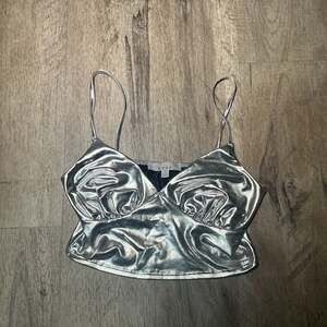 Gaze Silver Metallic Ruched Bustier Crop Top